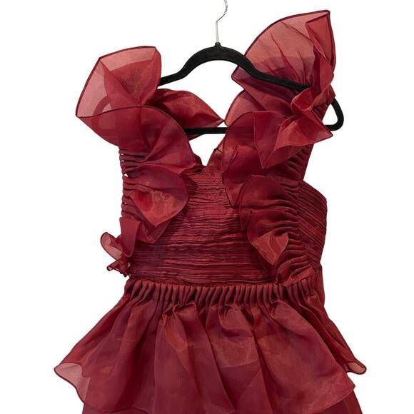 Aje Asra Pleated Frill Midi Dress Size AU/10, US/6 - Picture 6 of 10